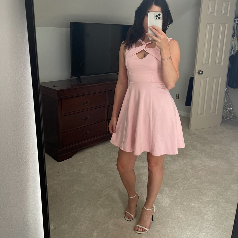 MINKPINK pink skater flare dress XS